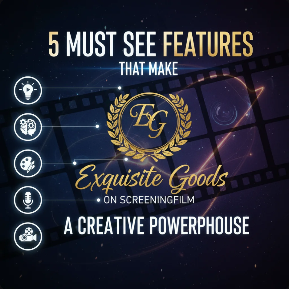 Exquisite Goods on ScreeningFilm creative powerhouse featuring bold and innovative design