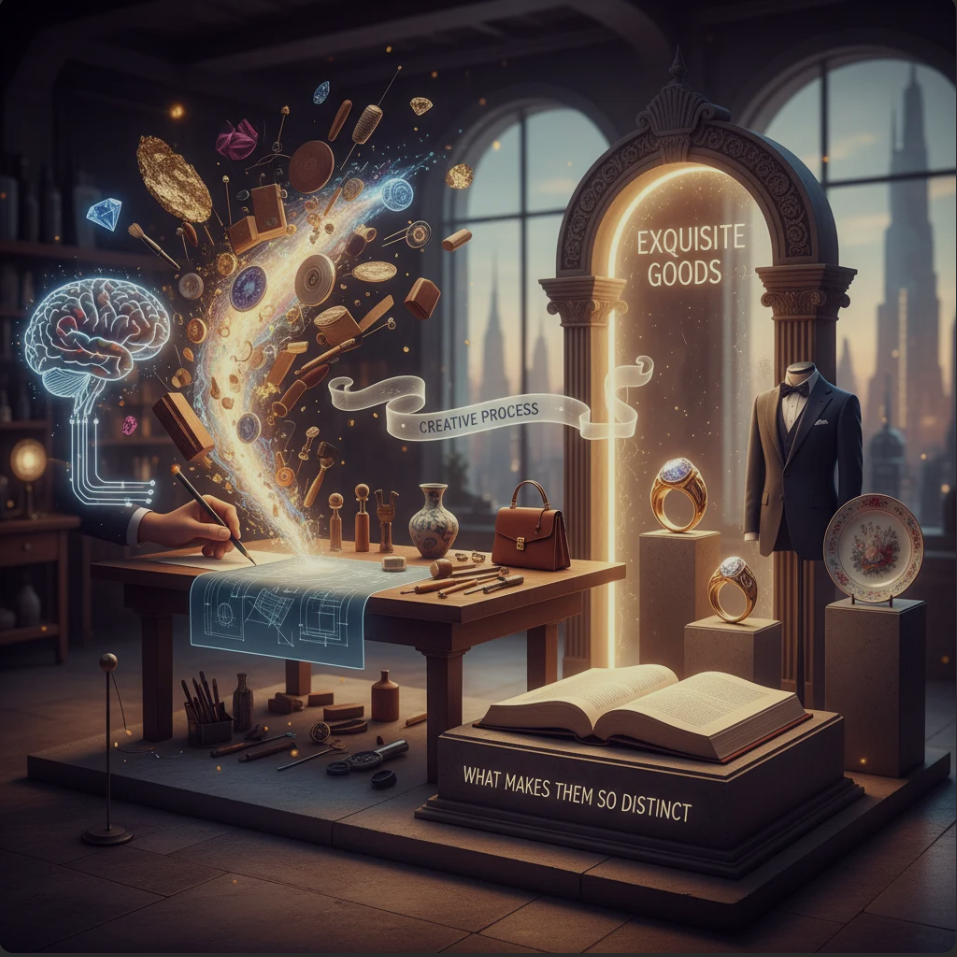 Designer sketching and crafting a unique product, illustrating the creative process at Exquisite Goods