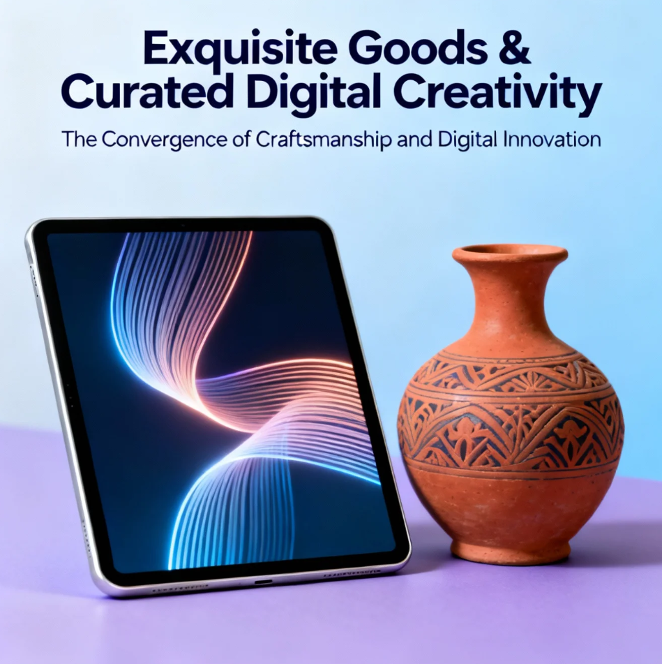 Curated digital design workspace showcasing refined visuals, editorial layouts, and modern creative branding