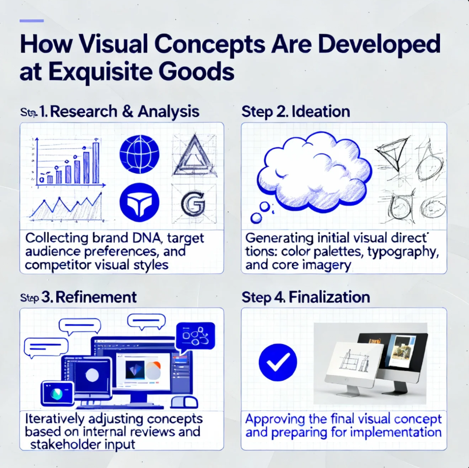 Luxury product visuals and brand design concepts at Exquisite Goods